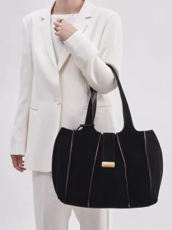 Konstantin Starke – Shopper aus Veloursleder Schwarz