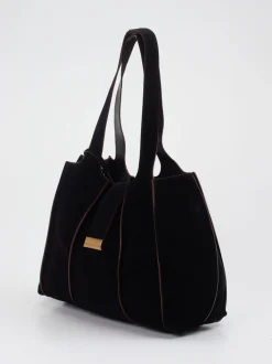 Konstantin Starke – Shopper aus Veloursleder Schwarz