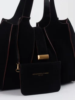 Konstantin Starke – Shopper aus Veloursleder Schwarz