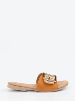 Konstantin Starke – Slides aus Veloursleder cognac-multicolor