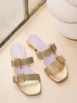 Konstantin Starke – Slides aus Metallic mit Strassbesatz