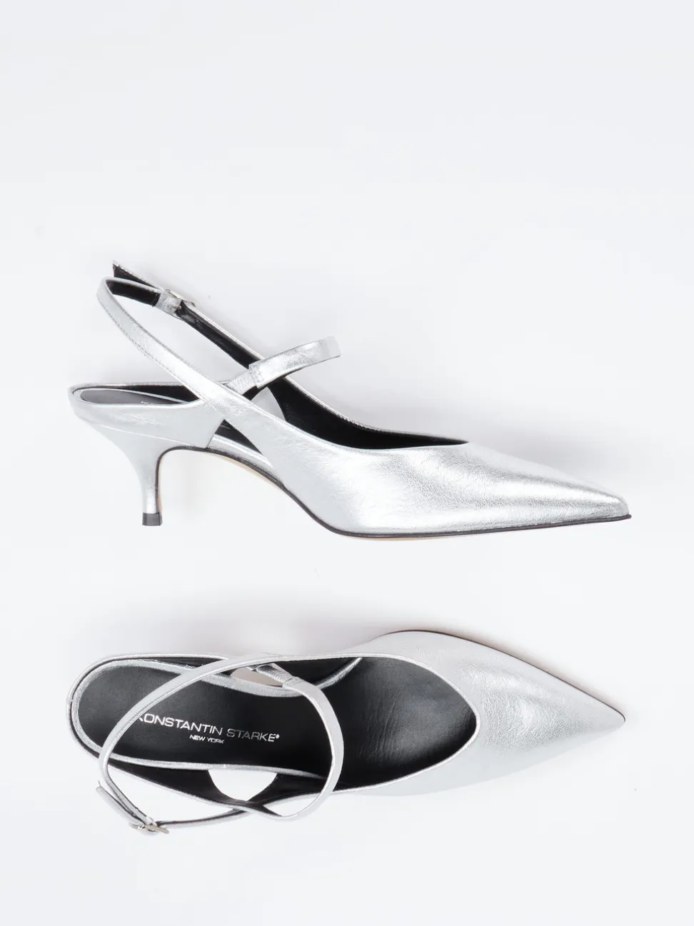 Konstantin Starke – Slingback-Pumps aus Metallicleder silber