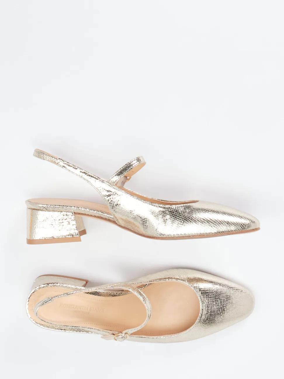 Konstantin Starke – Slingback-Pumps aus Metallicleder Gold