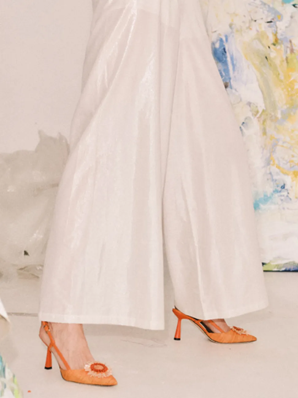 Konstantin Starke – Slingback-Pumps aus Textil Baststruktur
