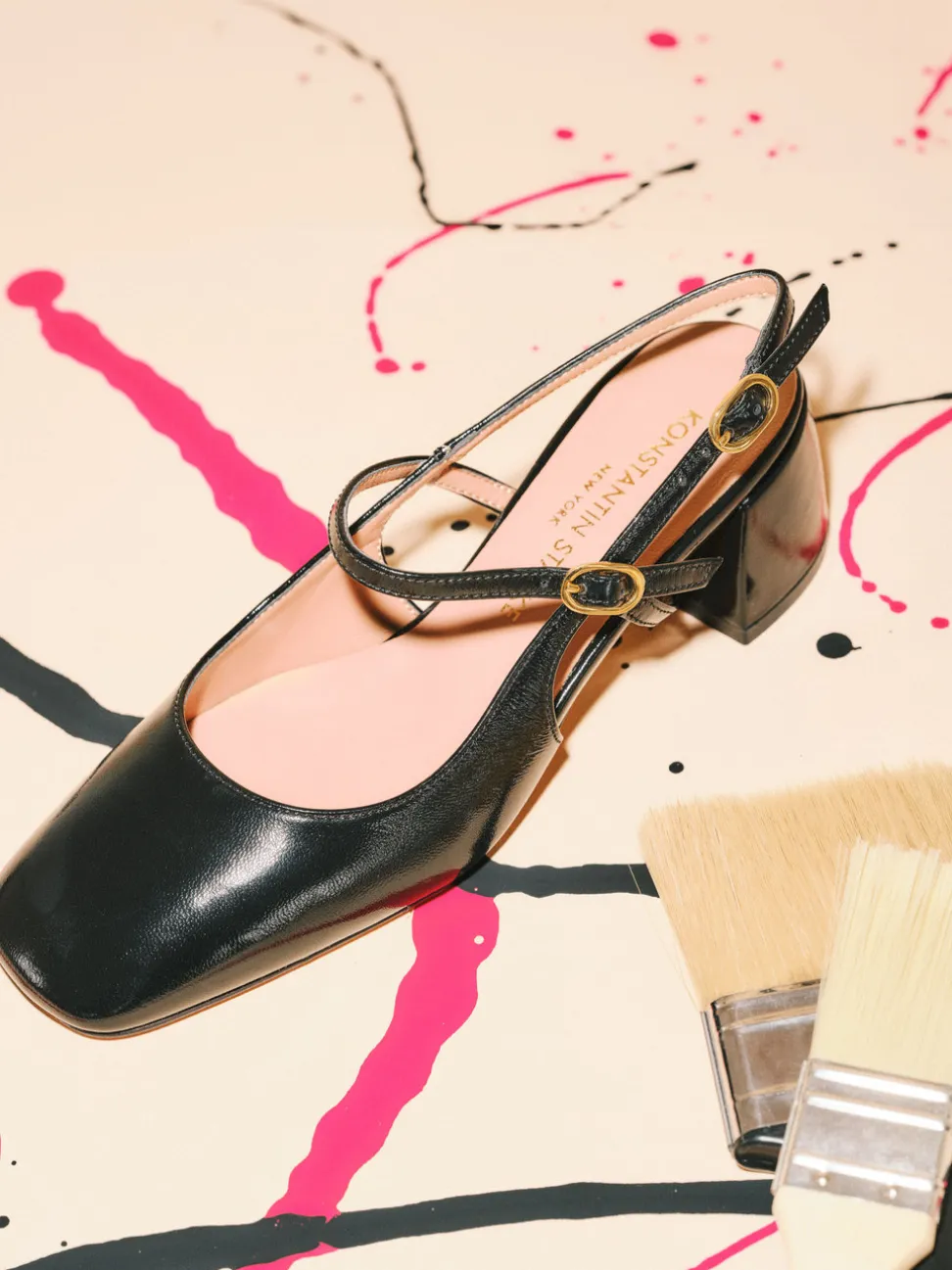 Konstantin Starke – Slingback-Pumps aus Lackleder schwarz