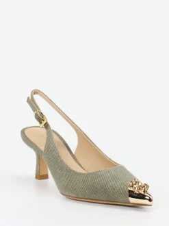 Konstantin Starke – Slingback-Pumps aus Textil Salbeigrün