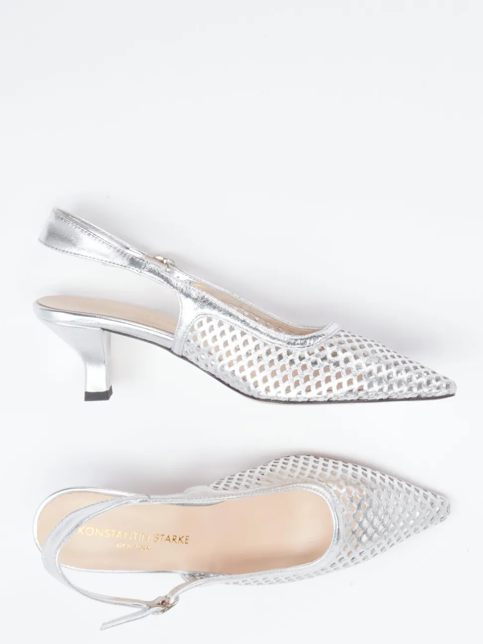 Konstantin Starke – Slingback-Pumps aus Metallicleder silber