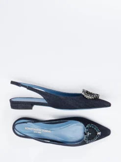 Konstantin Starke – Slingback-Ballerinas aus Textil Denim-Optik