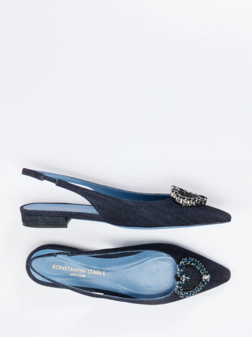 Konstantin Starke – Slingback-Ballerinas aus Textil Denim-Optik