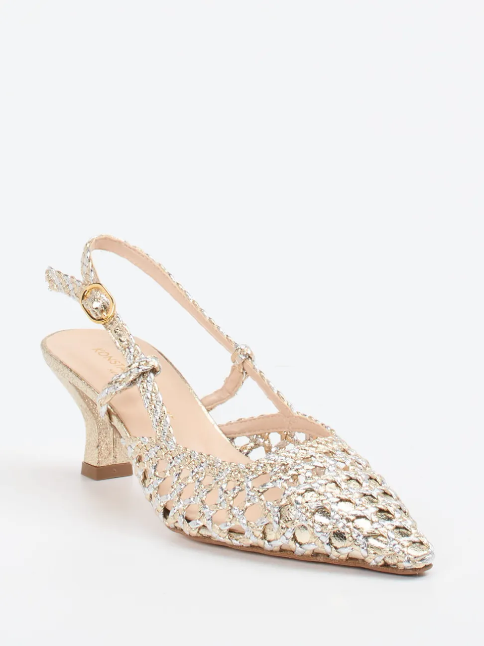 Konstantin Starke – Slingback-Pumps aus Flechtleder Gold