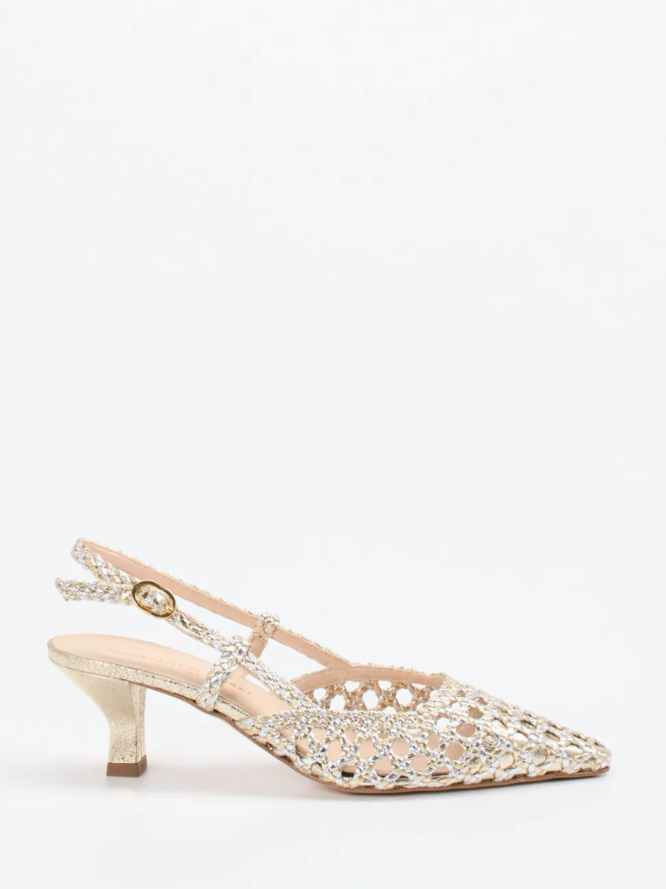 Konstantin Starke – Slingback-Pumps aus Flechtleder Gold