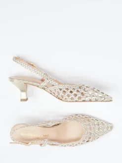Konstantin Starke – Slingback-Pumps aus Flechtleder Gold
