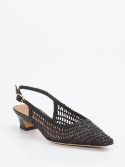 Konstantin Starke – Slingback-Pumps aus Flechtleder schwarz