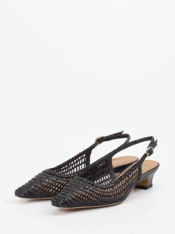 Konstantin Starke – Slingback-Pumps aus Flechtleder schwarz
