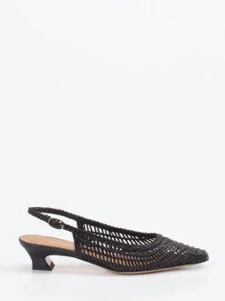 Konstantin Starke – Slingback-Pumps aus Flechtleder schwarz