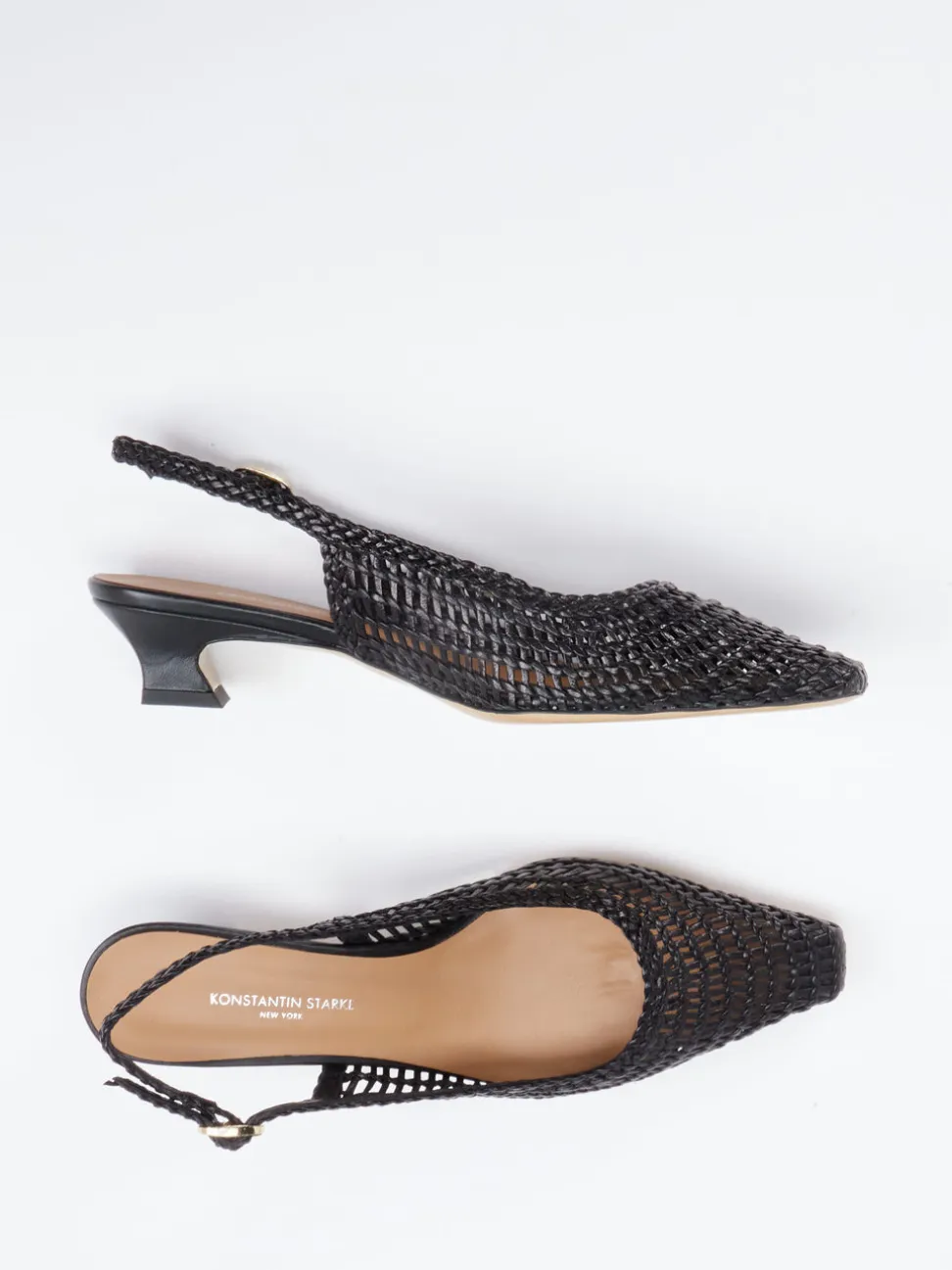 Konstantin Starke – Slingback-Pumps aus Flechtleder schwarz