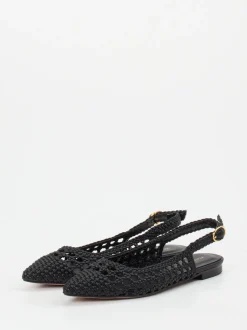 Konstantin Starke – Slingback-Ballerinas aus Flechtleder schwarz