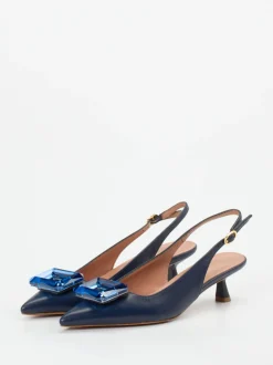 Konstantin Starke – Slingback-Pumps aus Lammleder Dunkelblau