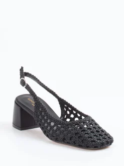 Konstantin Starke – Slingback-Pumps aus Flechtleder schwarz