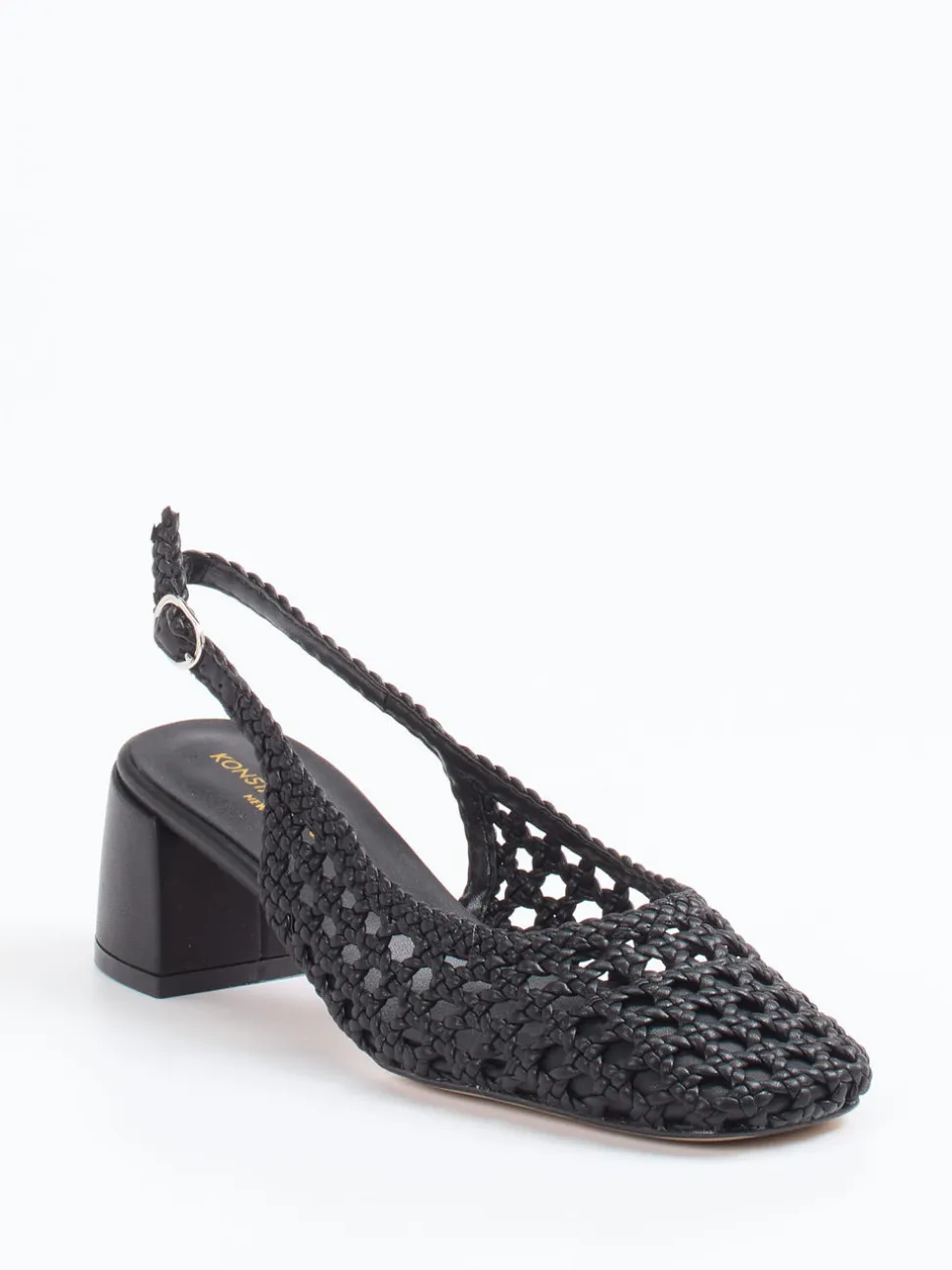 Konstantin Starke – Slingback-Pumps aus Flechtleder schwarz