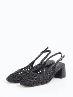 Konstantin Starke – Slingback-Pumps aus Flechtleder schwarz