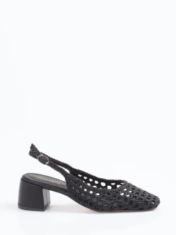 Konstantin Starke – Slingback-Pumps aus Flechtleder schwarz