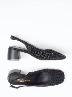 Konstantin Starke – Slingback-Pumps aus Flechtleder schwarz