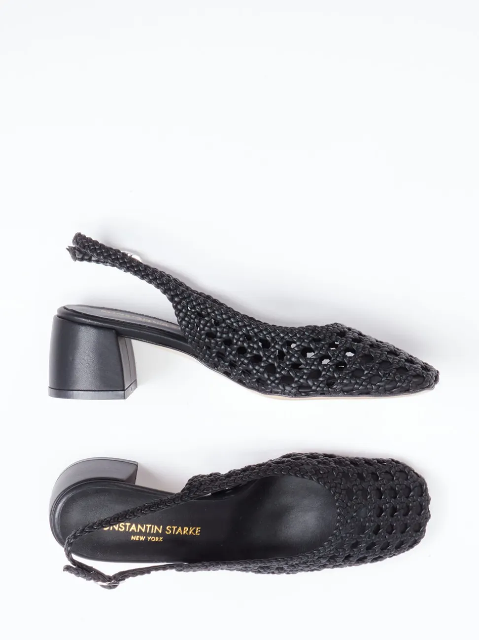 Konstantin Starke – Slingback-Pumps aus Flechtleder schwarz