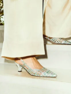 Konstantin Starke – Slingback-Pumps aus Flechtleder multicolor