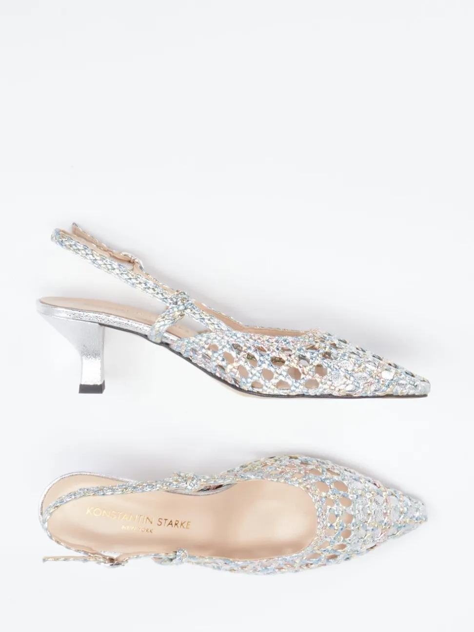 Konstantin Starke – Slingback-Pumps aus Flechtleder multicolor