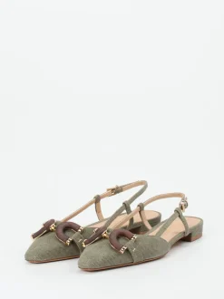 Konstantin Starke – Slingback-Ballerinas aus Textil olivgrün