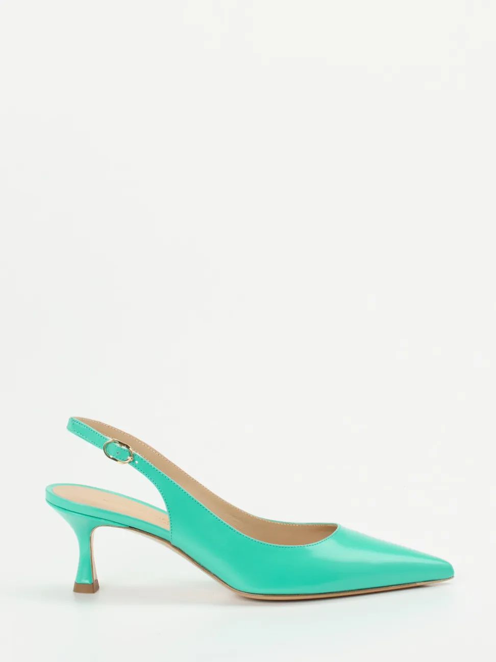 Konstantin Starke – Slingback-Pumps aus Hochglanzleder Türkisgrün