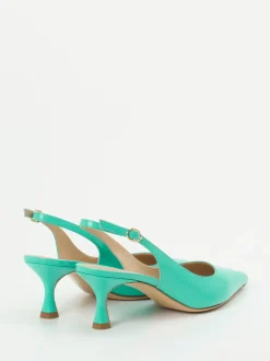 Konstantin Starke – Slingback-Pumps aus Hochglanzleder Türkisgrün