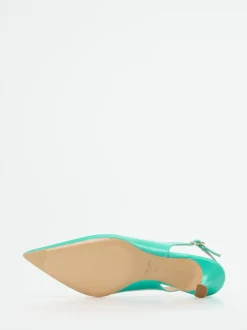 Konstantin Starke – Slingback-Pumps aus Hochglanzleder Türkisgrün