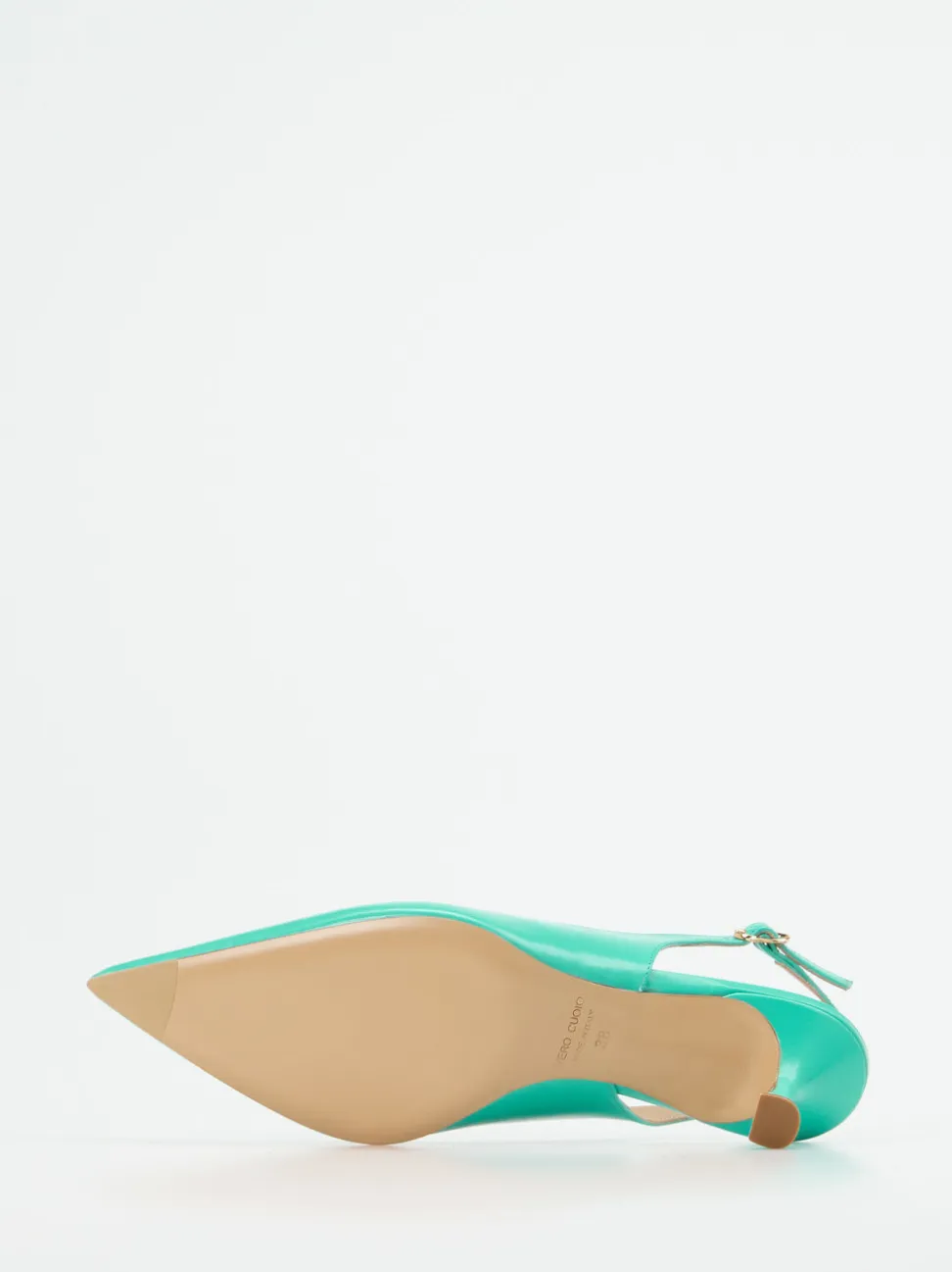 Konstantin Starke – Slingback-Pumps aus Hochglanzleder Türkisgrün