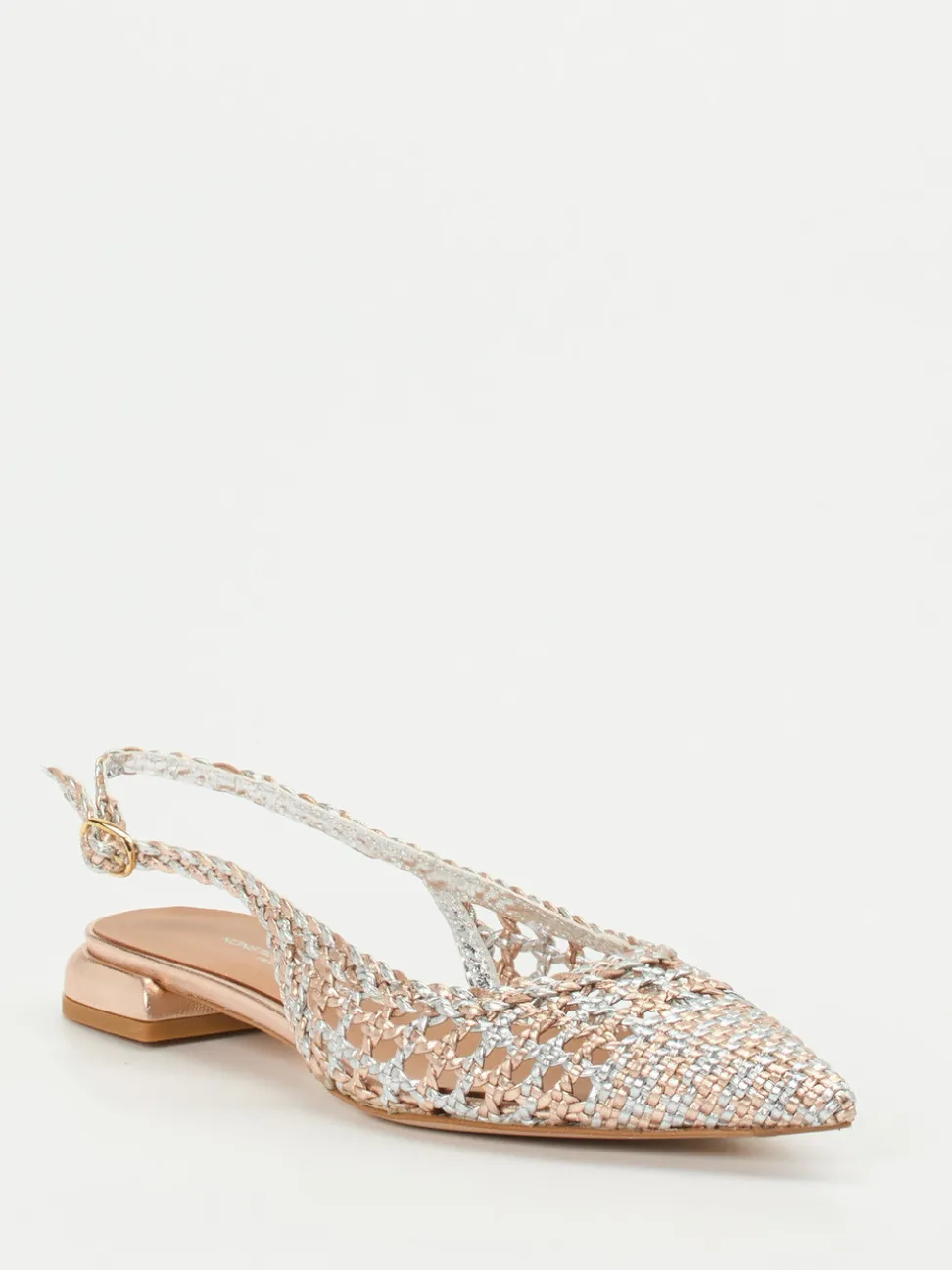 Konstantin Starke – Slingback-Ballerinas aus Flechtleder Roségold