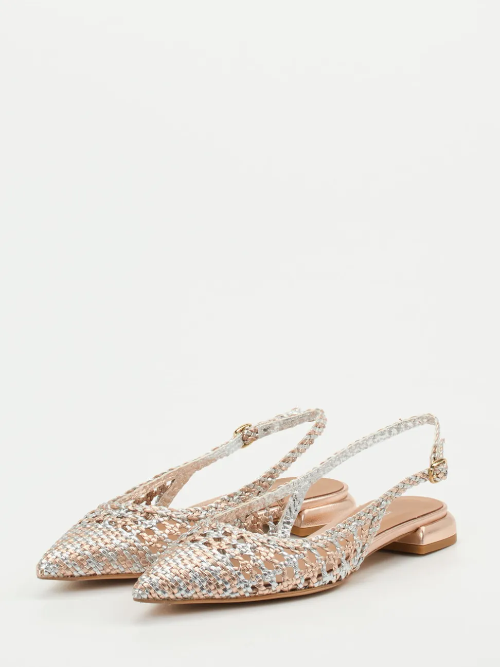 Konstantin Starke – Slingback-Ballerinas aus Flechtleder Roségold