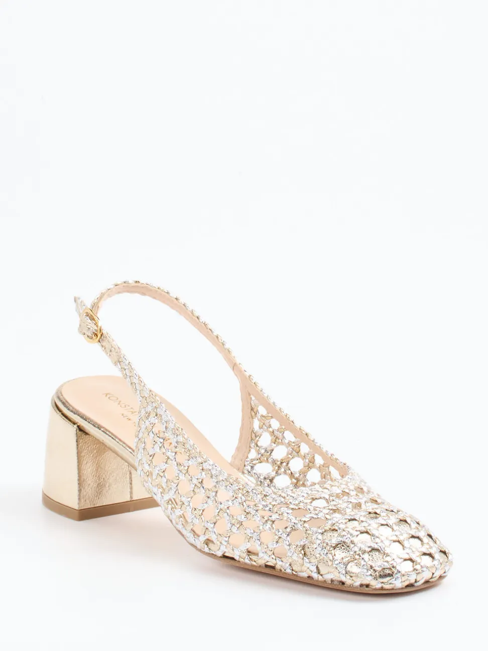 Konstantin Starke – Slingback-Pumps aus Flechtleder Gold