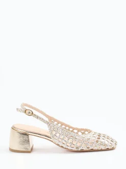 Konstantin Starke – Slingback-Pumps aus Flechtleder Gold