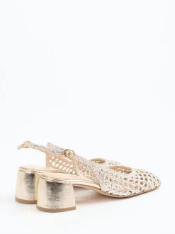 Konstantin Starke – Slingback-Pumps aus Flechtleder Gold