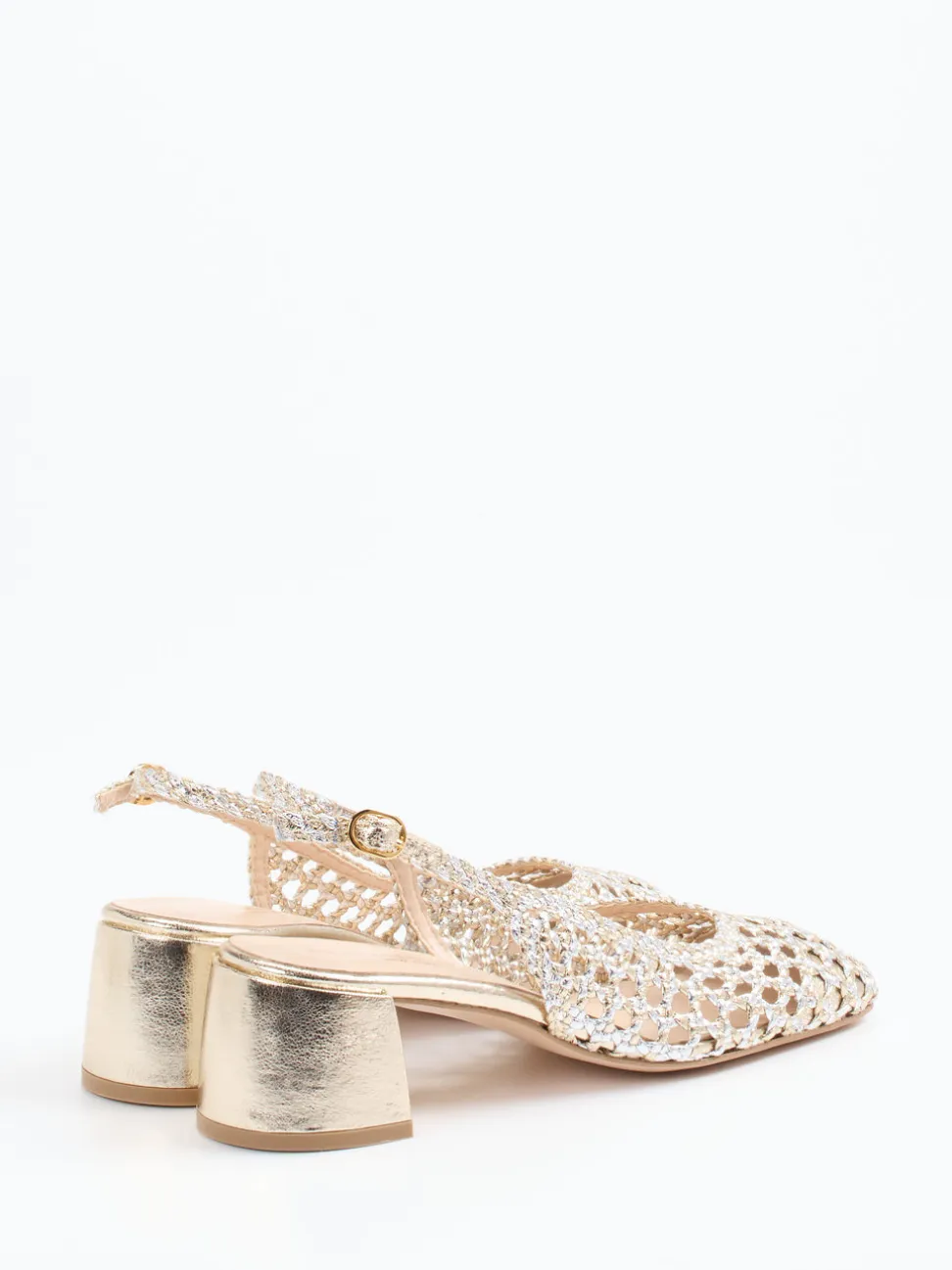 Konstantin Starke – Slingback-Pumps aus Flechtleder Gold