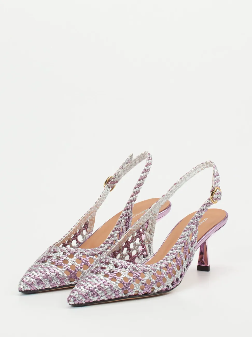 Konstantin Starke – Slingback-Pumps aus Flechtleder Flieder