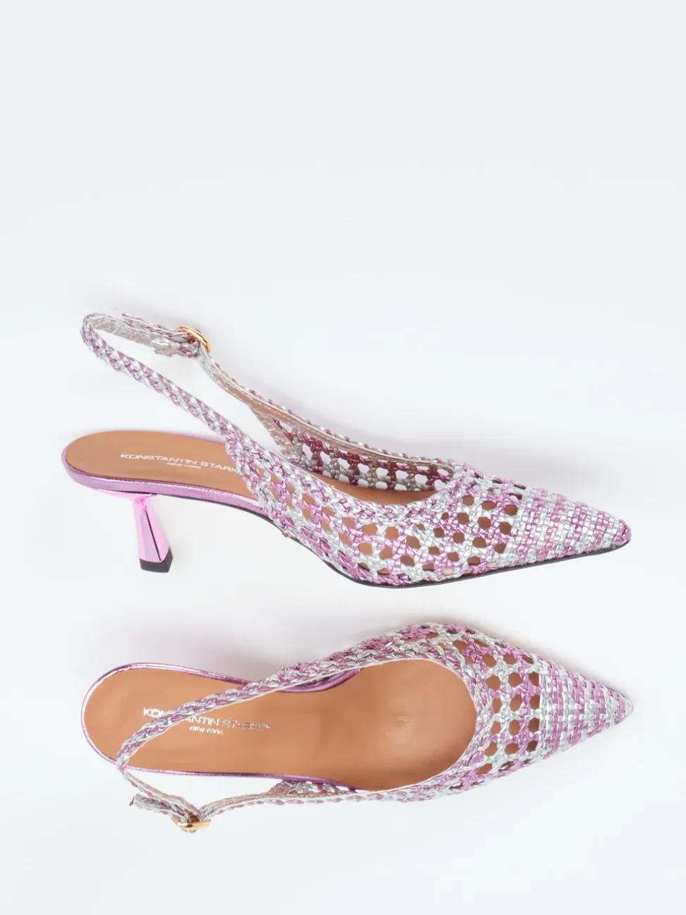 Konstantin Starke – Slingback-Pumps aus Flechtleder Flieder