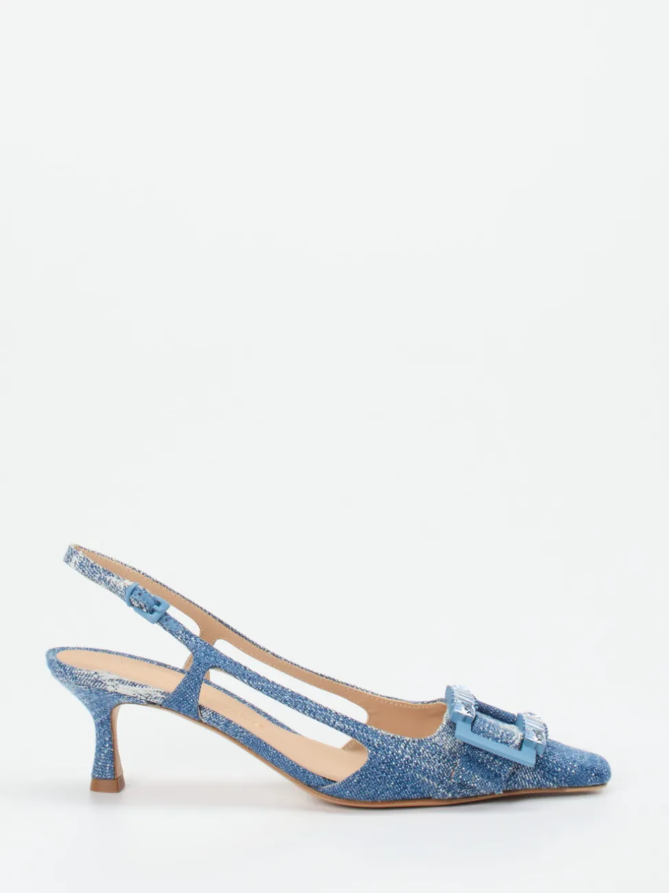 Konstantin Starke – Slingback-Pumps aus Textil in Denim-Optik