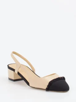 Konstantin Starke – Slingbacks aus Lammleder beige-schwarz