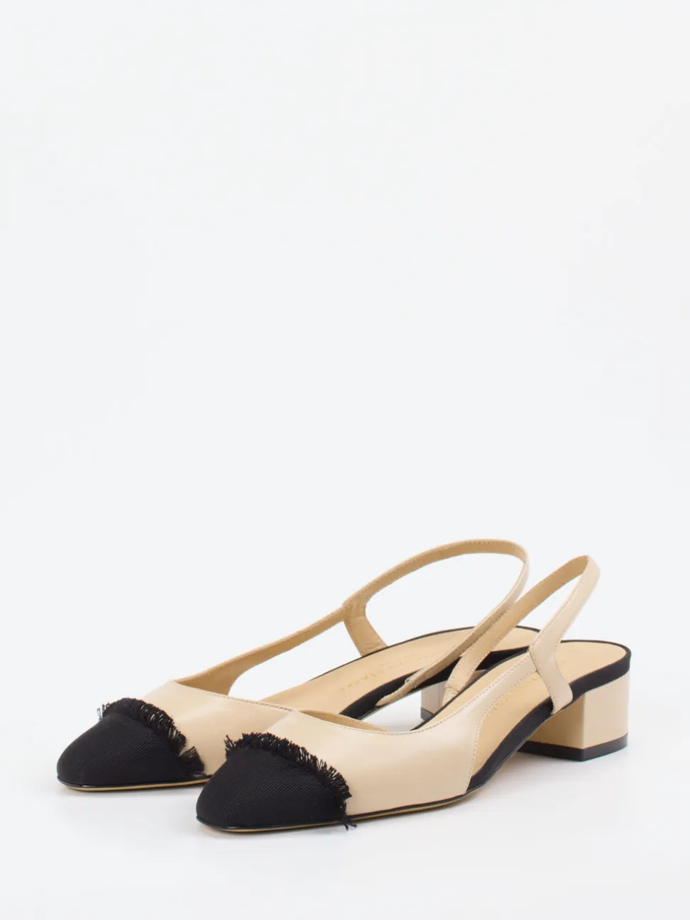 Konstantin Starke – Slingbacks aus Lammleder beige-schwarz