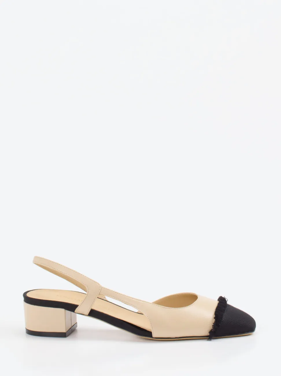 Konstantin Starke – Slingbacks aus Lammleder beige-schwarz