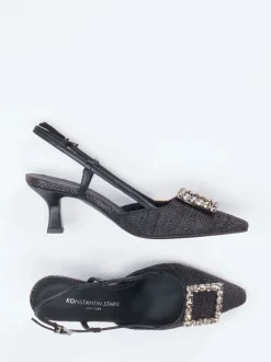 Konstantin Starke – Slingback-Pumps aus Flechtleder schwarz