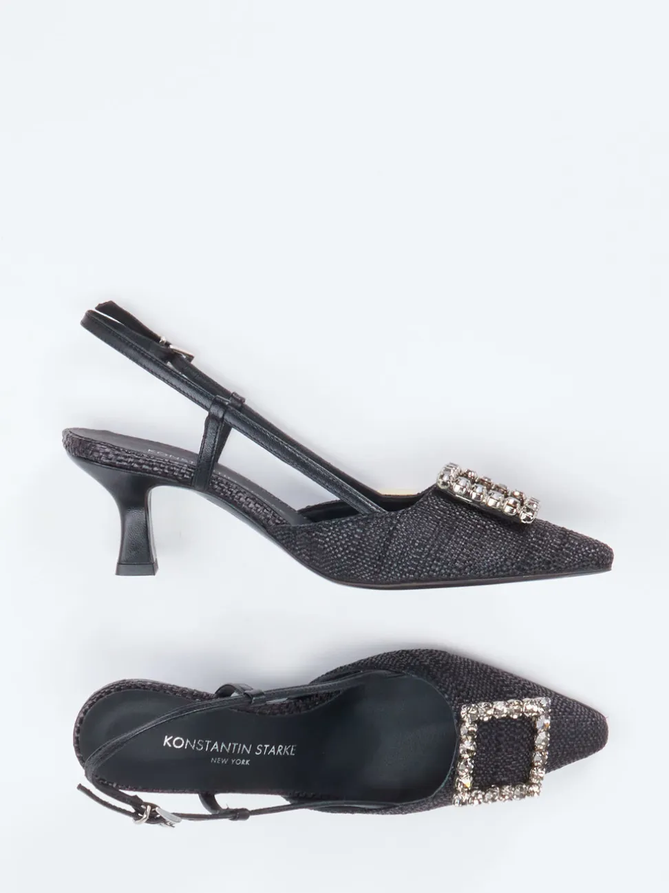 Konstantin Starke – Slingback-Pumps aus Flechtleder schwarz