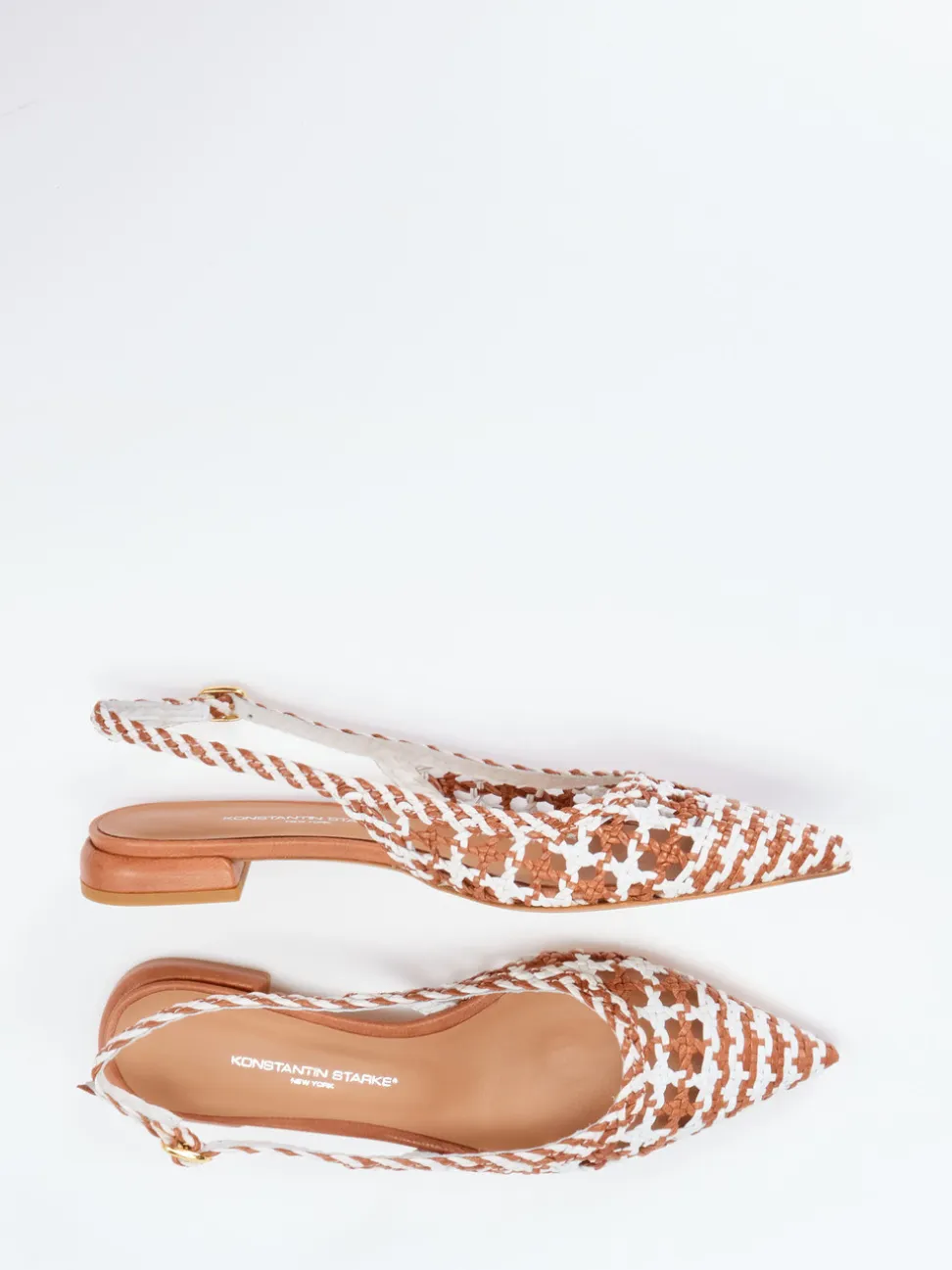 Konstantin Starke – Slingpumps aus Flechtleder rostbraun